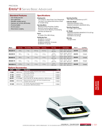 Thumbnail of document Data Sheet - Entris II Series Basic Advanced, Sartorius Precision Balance